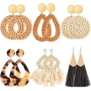 6-18  Lightweight Summer Earrings Straw Earrings Fashion